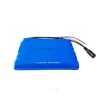 Flat 20mm rechargeable lithium ion battery 12V 10Ah 18650 3S4P pack for LED lighting device with panel mount DC socket