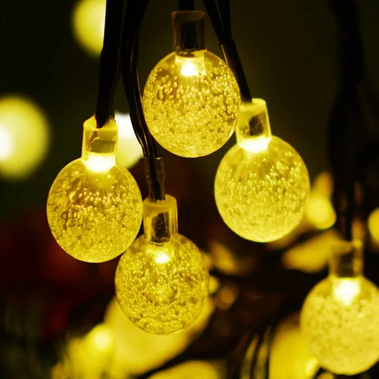 Amazon supplier Christmas Holiday Lighting Solar LED Bubble Ball String Lights 30 LED Crystal Ball Fairy Lights