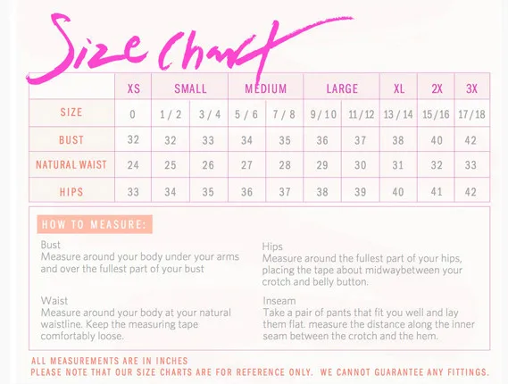 Tube Top Size Chart