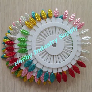 Factory Supply 55mm Assorted Colors Leaf Pearl Head Pins Wheel for Jewelry Accessories