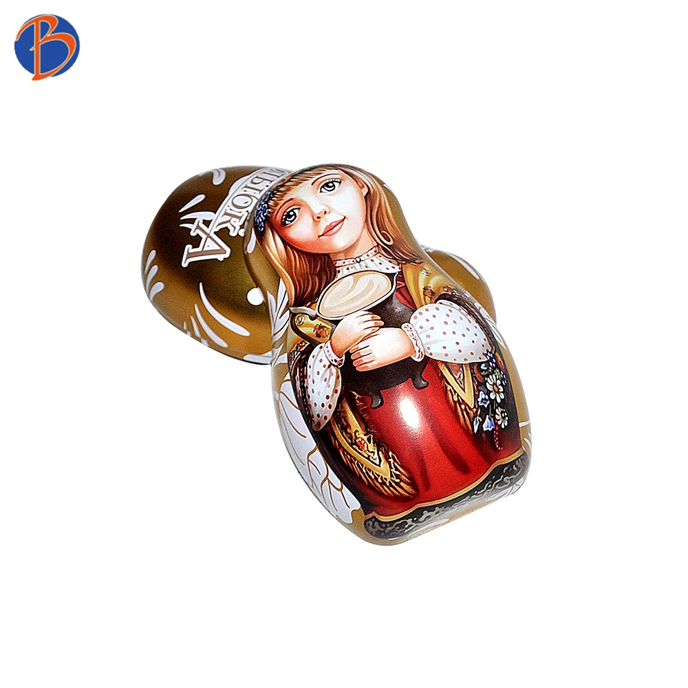 Bodenda High quality customized Russian doll packing food box Matryoshka doll chocolate tin gift  box
