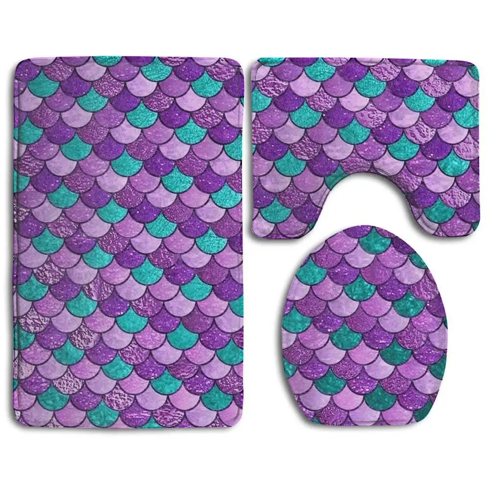 HOMESTORES Perfect Gifts - Ocean Sea Blue Mermaid Fish Scale Thicken Skidproof Toilet Seat U Shaped Cover Bath Mat Lid Cover