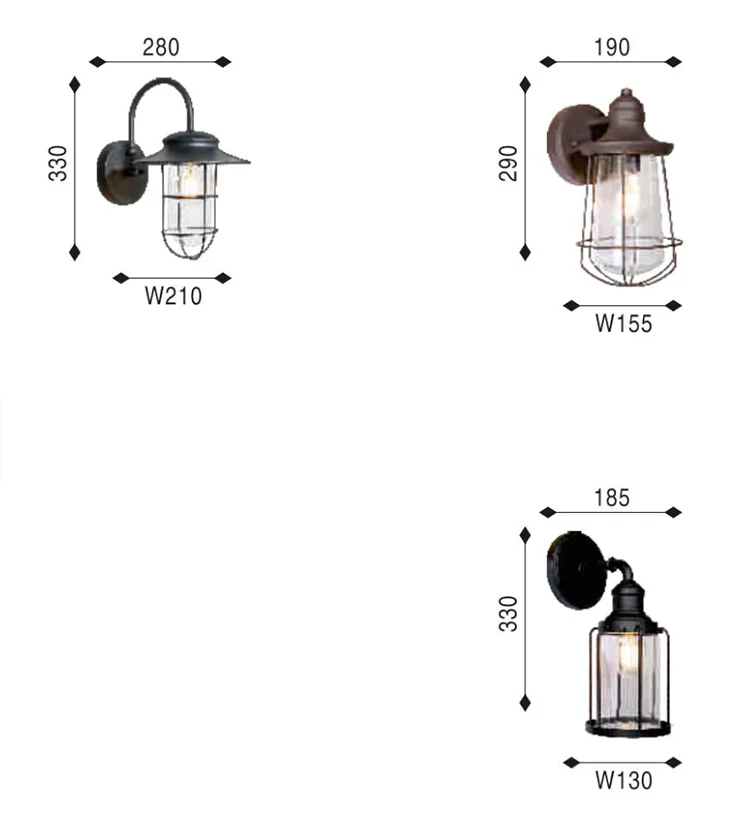 China factory wholesale American style loft antique brass outdoor wall lamp industrial vintage