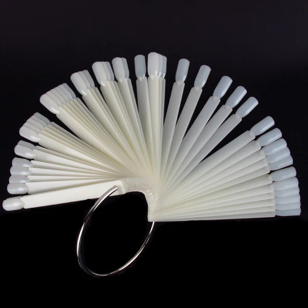 Hot Sale Fashion 50Pcs Clear white False Nail Art Tips Sticks Polish Display Fan Practice Kit