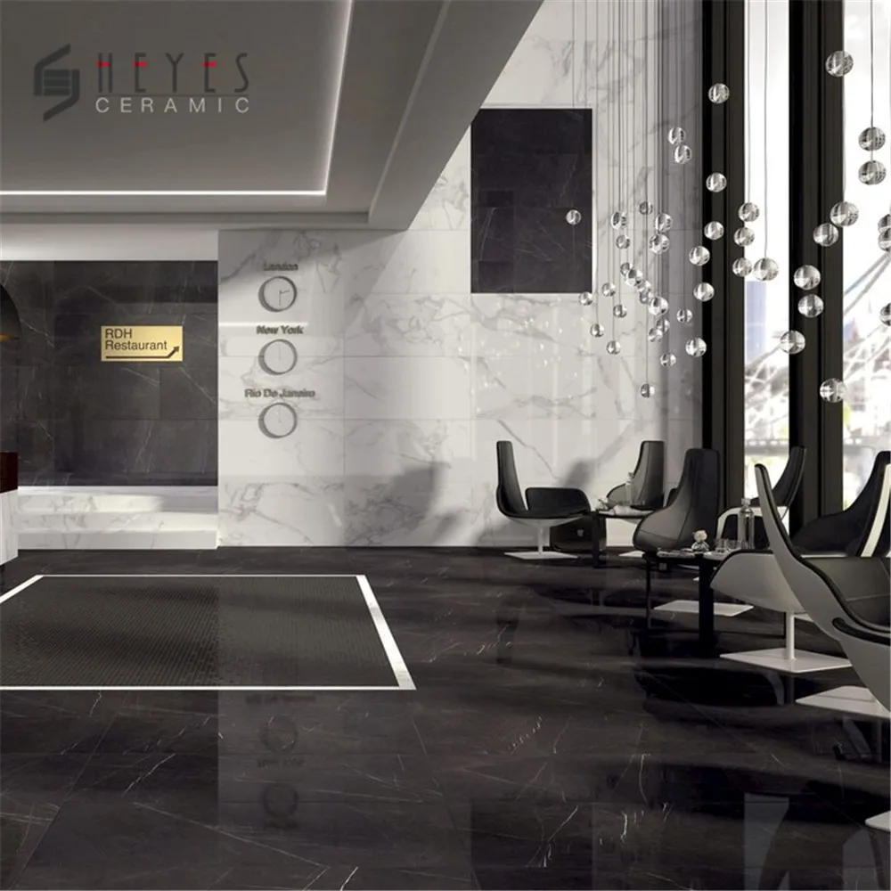 Black Bulgaria Glazed Porcelain Slab Marble Floor Tile Slab Marble Floor Tile