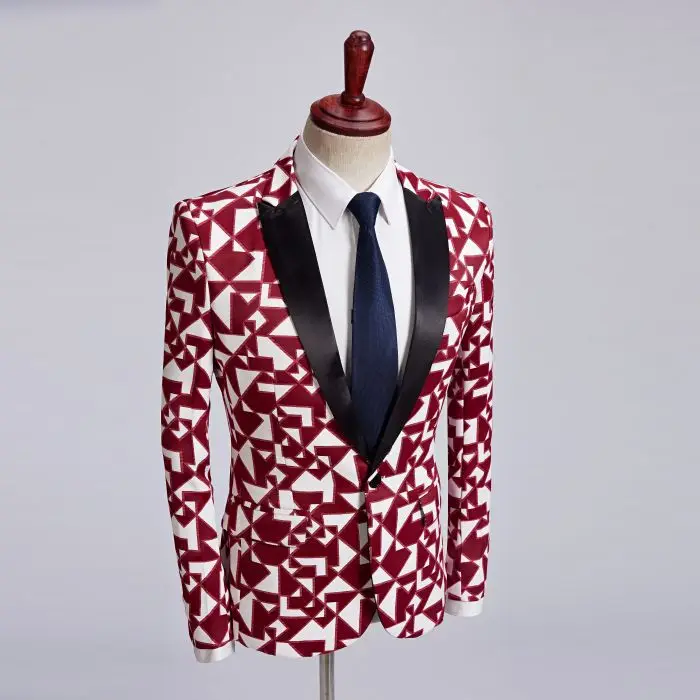 Mens 3 Piece Floral Printed Suits Slim Fit Stylish Prom Tuxedos