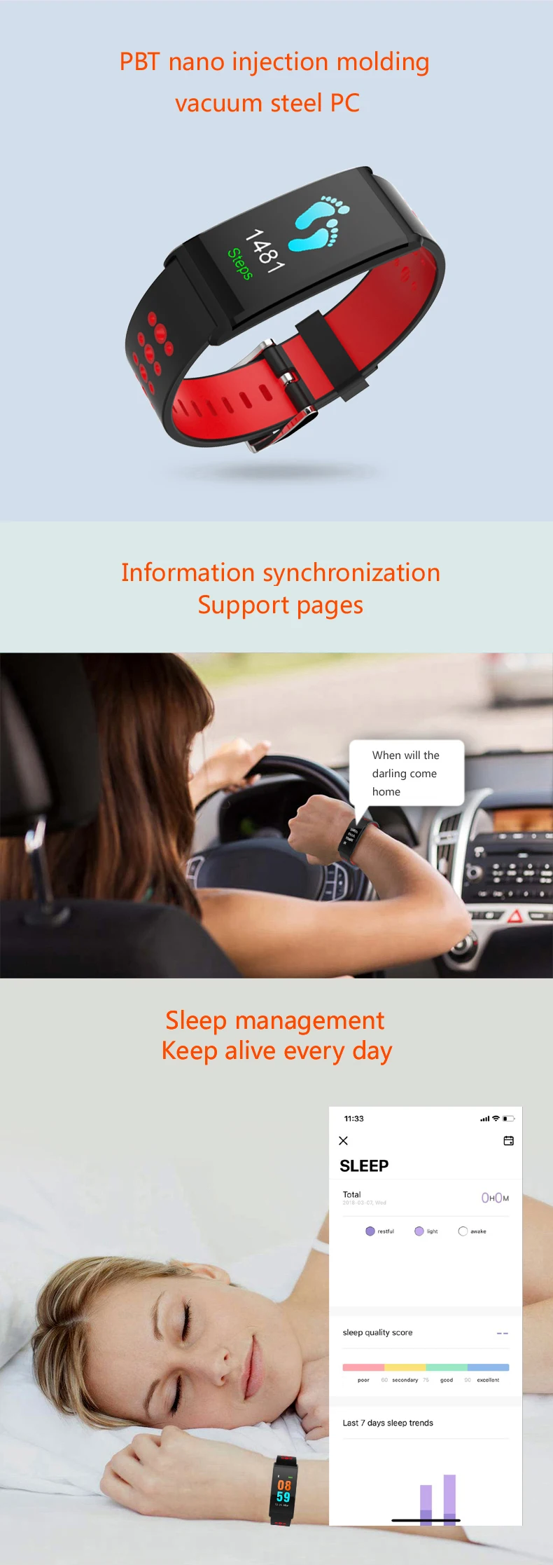 X20 ip68 waterproof digital smart bracelet with color display/heart rate/sleeping monitor sport band