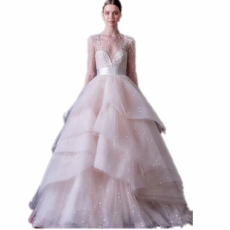 Get Quotations C2 B Pearls Layered Ball Gown Half Sleeve Wedding Dresses Luxury Beaded Shiny Crystal Sparkling Bridal Get Quotations C2 B Pearls Layered Ball Gown Half Sleeve Wedding Dresses Luxury Beaded Shiny Crystal Sparkling Bridal