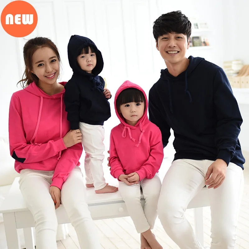 Family matching clothes thick warm Kids hoodies New year Mom and daughter matching clothes Parent child