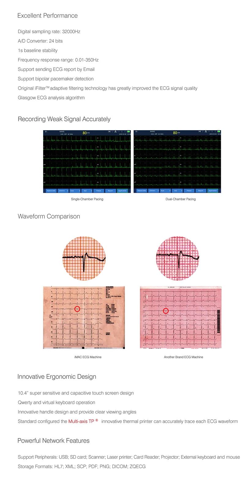 YSECG-I12A Ysenmed Medical Low Price Portable 12 Channel ECG Machine