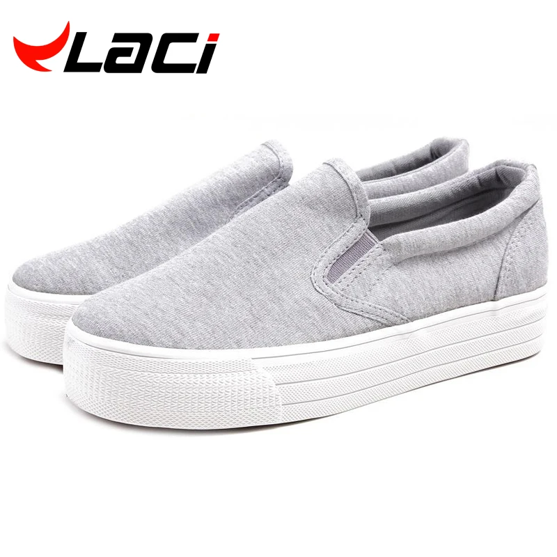 shoes woman 2016 Low Ladies Canvas Shoes Platform 2cm Flats Slip On Casual Solid Woman Leisure