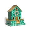 European Style Gemstone Bronze Mounted Malachite Green Clock