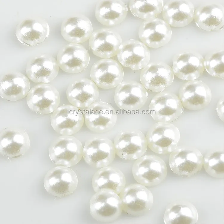 Top quality yellow faux pearls white color half round hot fix pearl