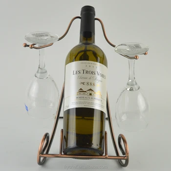 Metal One Bottle Countertop Wine Holder Free Standing Rack For