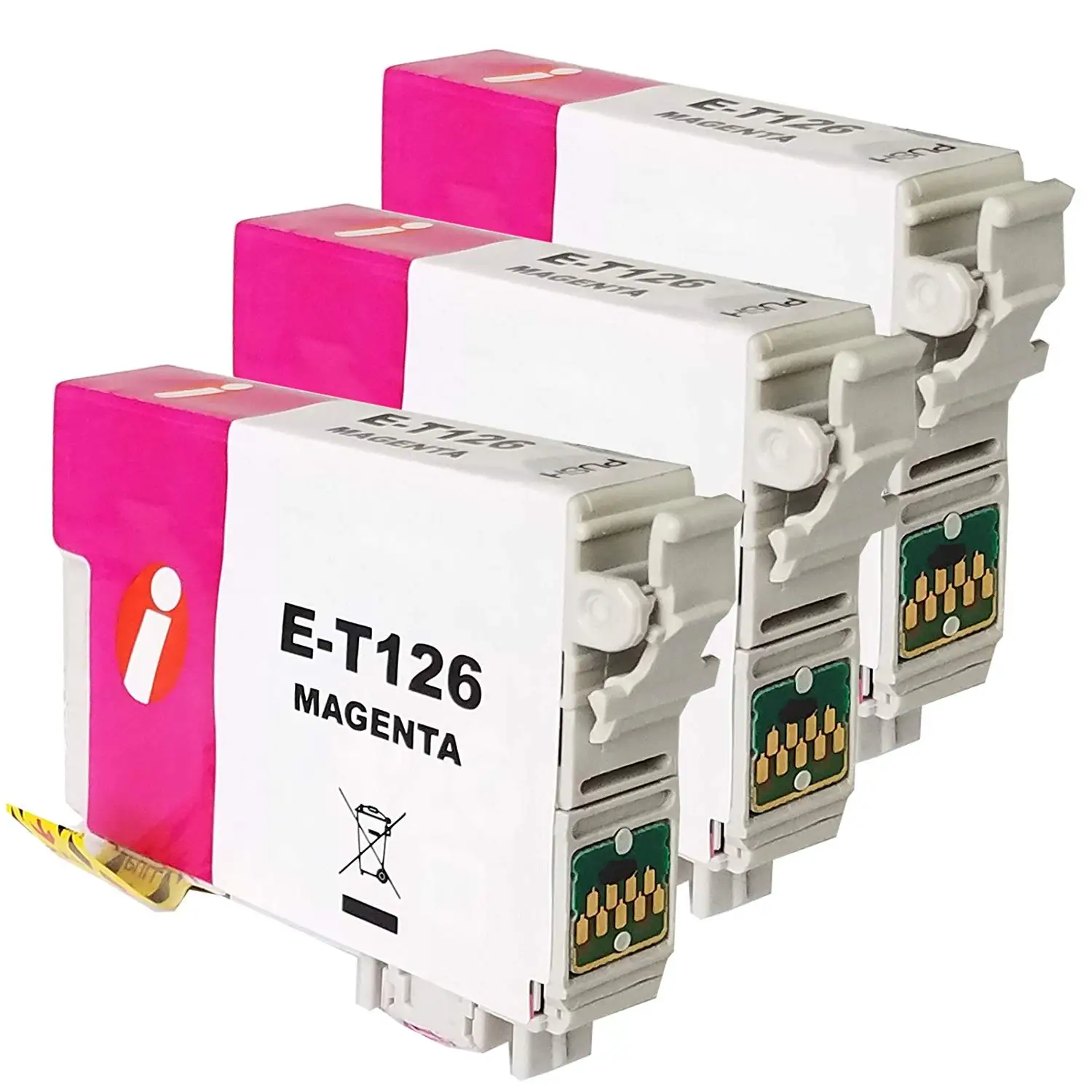 INK4WORK 3 Pack Remanufactured Magenta Ink Cartridge Replacement for Epson 126 T126 for Workforce 435 520 545 635 645 WF-3520 WF-3530 WF-3540 WF-7010 WF-7510 WF-7520 Magenta, 3-Pack