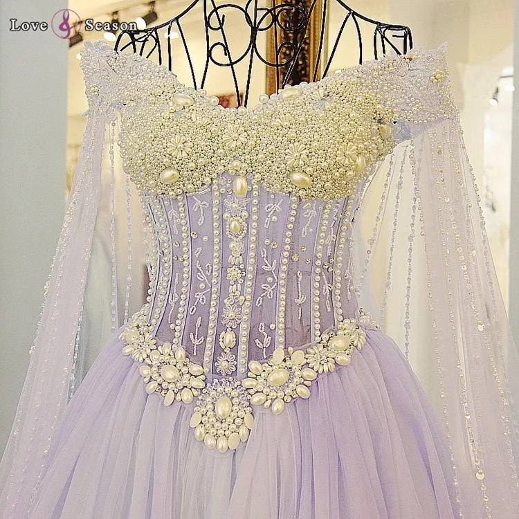 Ls55800 Light Purple Pearls Sheer Arab Bridal Gown Wedding Dress ... Ls55800 Light Purple Pearls Sheer Arab Bridal Gown Wedding Dress ...