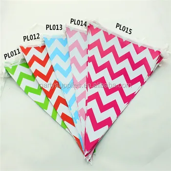 Multi Color Chevron Paper Triangle Flag Banners Party Decoration