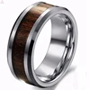 Wholesale Sterling Pure Tungsten Male Rings With Wood Inlay