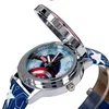 Student Gift Captain America Shield Flip Quartz Marvel Boy Child Watch