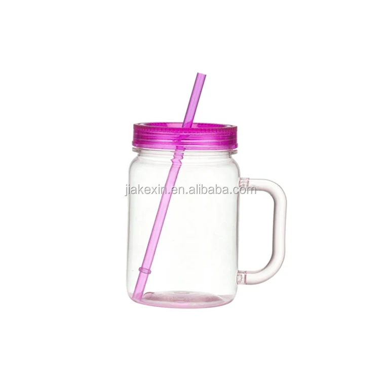 Wholesale Custom Plastic Double Wall Mason Jarplastic Mason Jar Cups With Straw Buy Plastic 6027