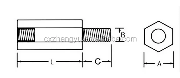 Small Parts Aluminum Female Threaded Hex Standoff, 3/8" Hex, 1" Length, 10-32 Thread (Pack Of 25)