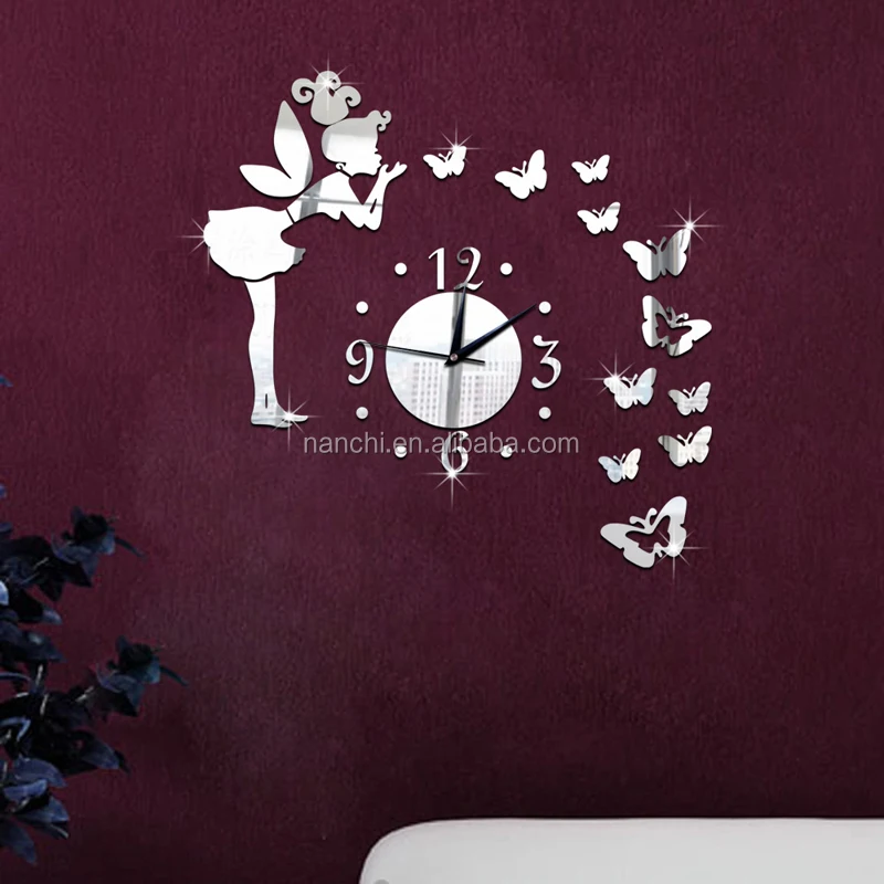 Pò di salto della ragazza farfalla diy orologio da parete angelo ...