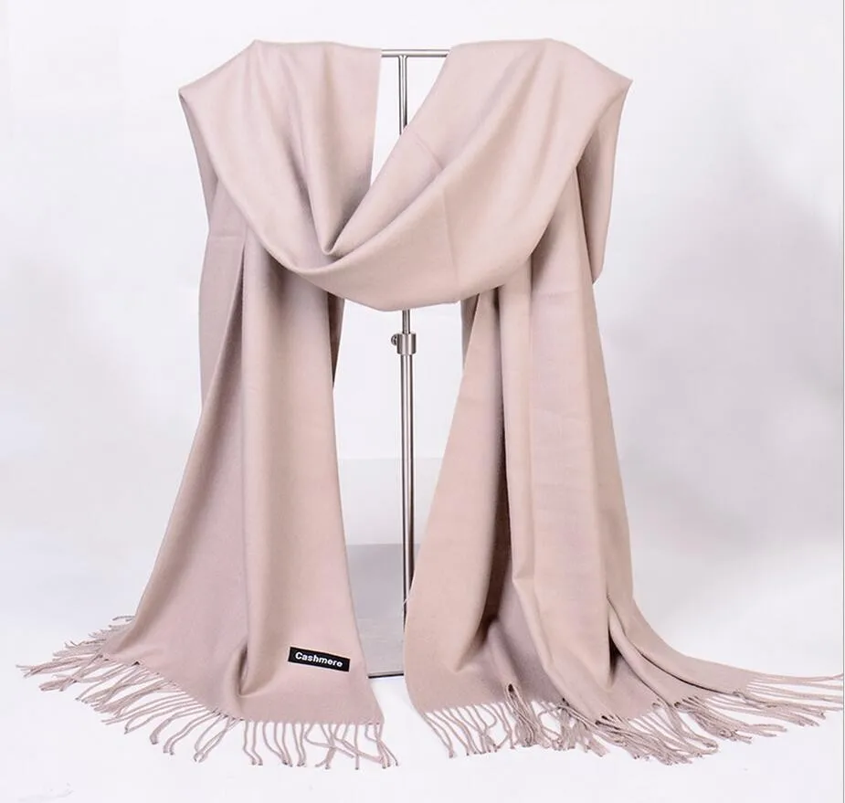 long wool scarf for women, beautiful solid color winter pashmina