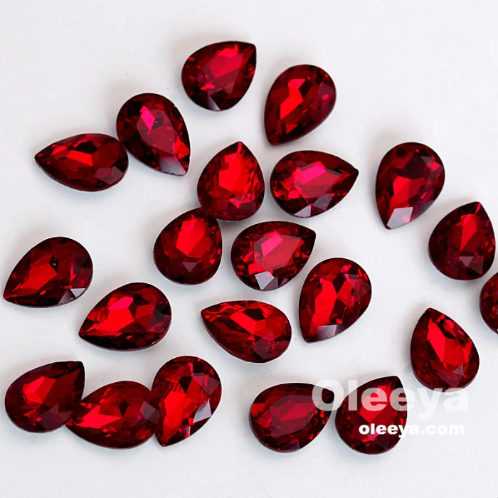Oleeya Factory Manufacturing 13*18mm Crystal Teardrop Strass Loose Glass Point Back Rhinestones Used for Phones