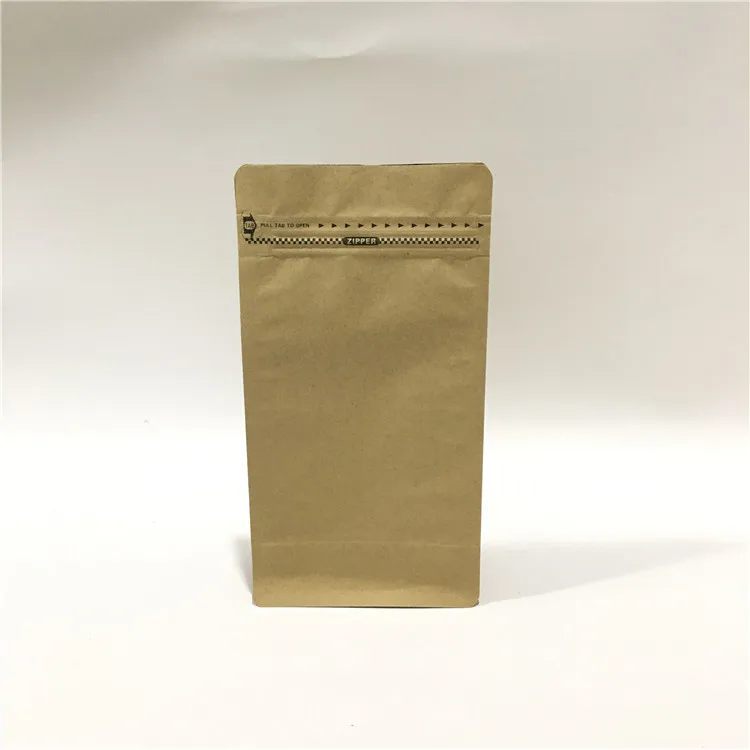 Eco Friendly 250g,500g,1kg 8 Sides Sealed Flat Bottom Zipper Coffee Resealable Kraft Paper Bag with Valve