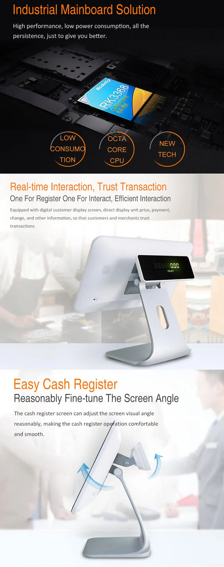 Cheap Factory Dual Screen 15 Inch Cash Register Pos System Pos Machine ...
