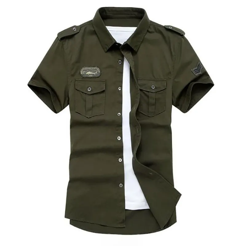 camisa verde caqui hombre