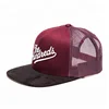 Custom Sublimation Logo Snapback Blank Brown Red Trucker Mesh Cap With Black Brim