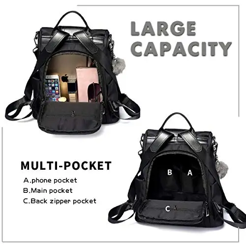 Women Backpack Waterproof Nylon Anti-theft Rucksack Lightweight School Shoulder Bag