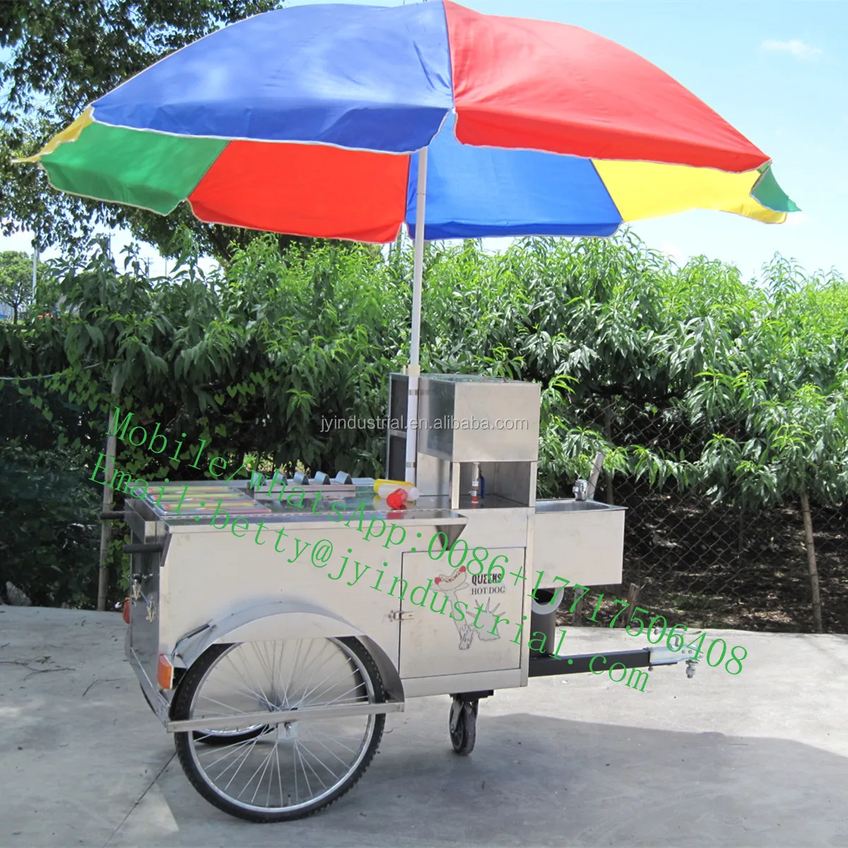 Street Vending Tricycle/electric Hot Dog Cart/mobile Food Cart For Sale