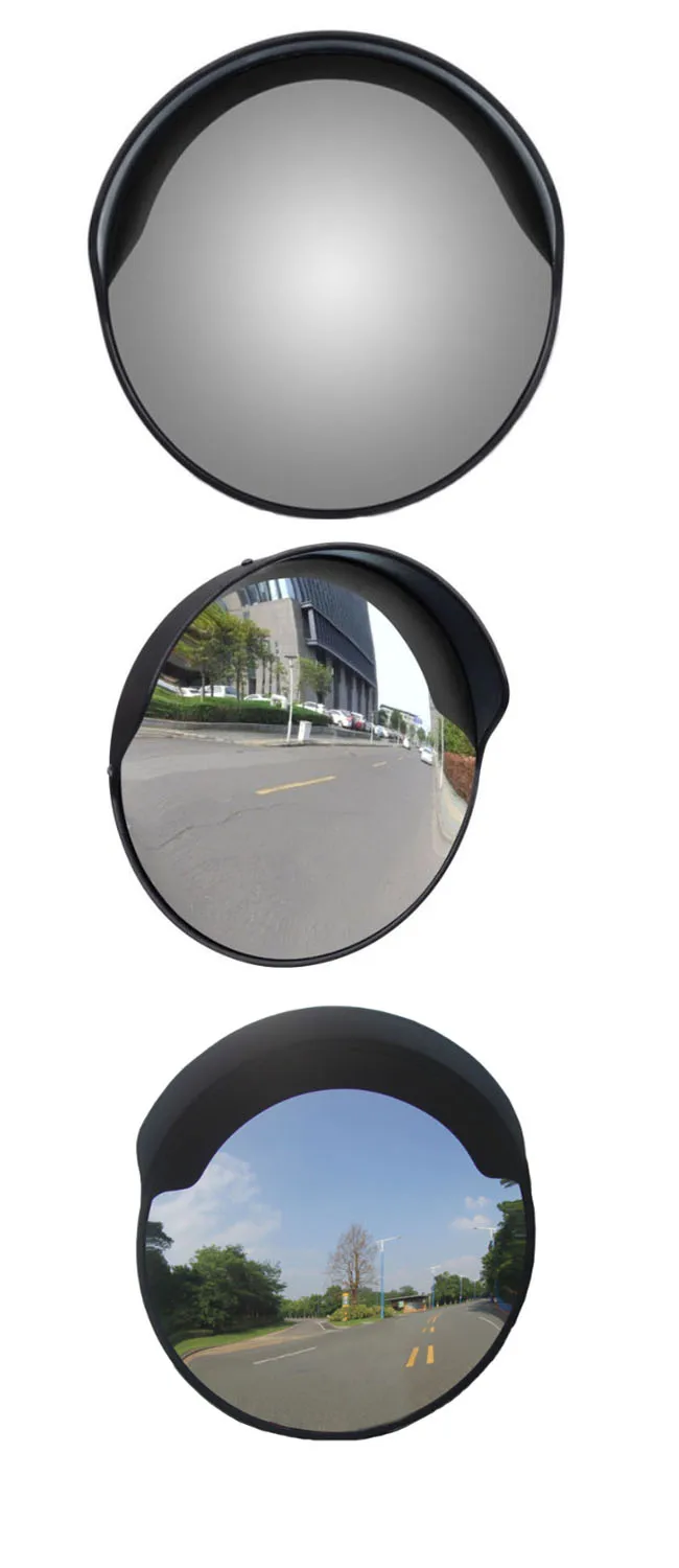 Traffic Road Diameter 30/45/60/80cm PC Surface Black Back Convex Mirror