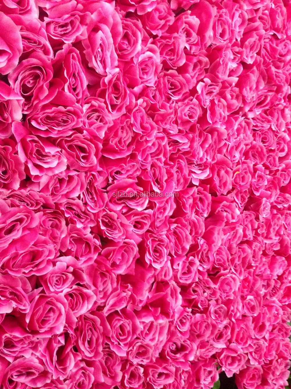 Sj Hot Pink Rose Flower Wall In Silk Artificial Rose Flowers For