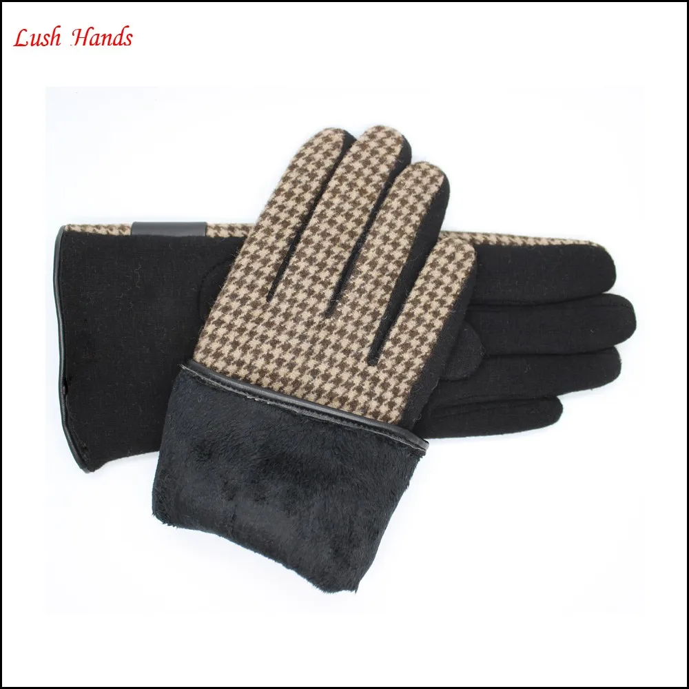 ladies wallow gird micro velvet gloves with black bow for wholesale