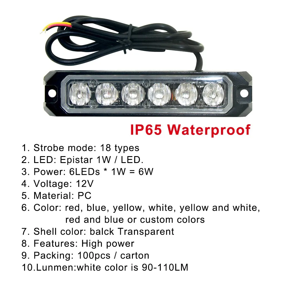 New Item Led Warning Lights For Cars 12v 6pcs Emergency Flashing Lights