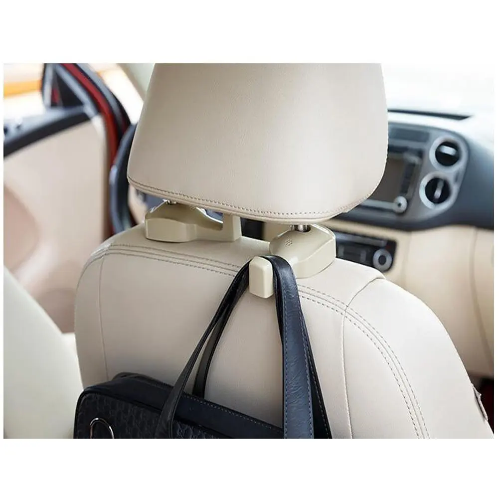 KARSDA the Second Generation Car Seat Hook ABS and Food-Grade Silicone Car Vehicle Back Seat Hanger Hook 3.78×1.85×1.18inch Pack of 2PCS (Cream-Colored)
