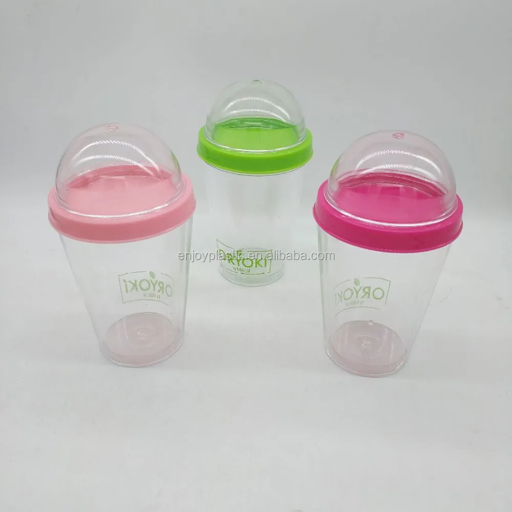 Bpa Free Plastic 12 Oz Reusable Cereal Yogurt Cup With Lid Top