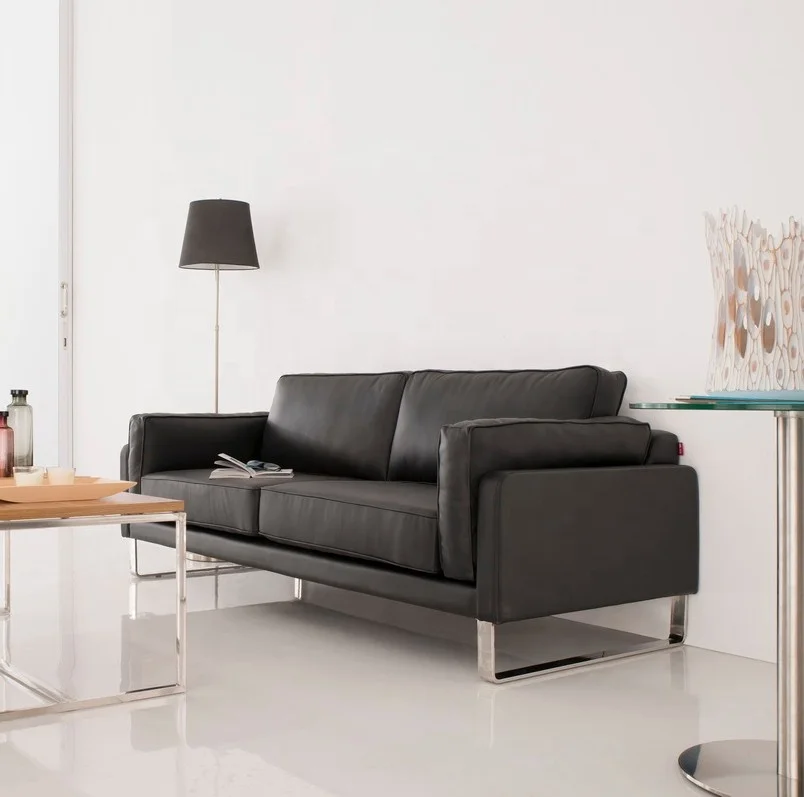 Modern Sofa Set Black Leather Sofa Classic Office Couch Corner Sofa For ...