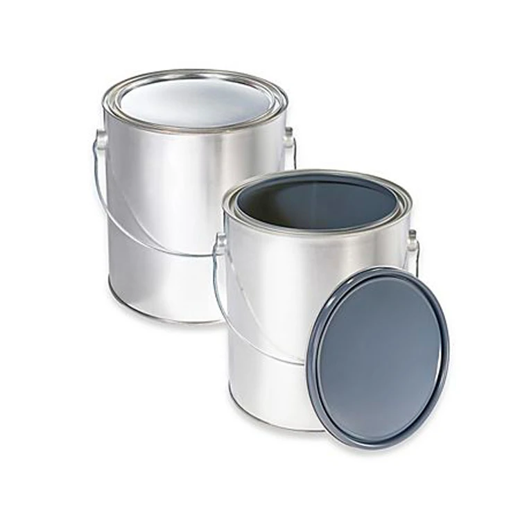 2.5l Cylindrical White Coating Tin Pail,Metal Bucket With Tripe Tight Lid And Metal Handle,Round