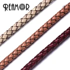 REAMOR 6 ミリメートルラウンド本物の編組革ロープ文字列コードジュエリー作成 Diy ブレスレットネックレスクラフトジュエリーアクセサリー