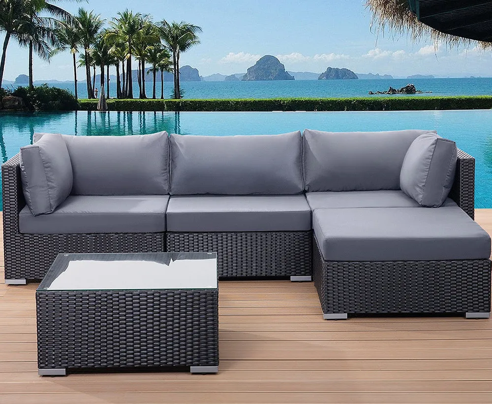 All Weather Used Outdoor Furniture Garden Sofa With Chaise Lounge