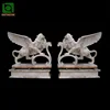 Natural Travertine Lion Statue With Wings
