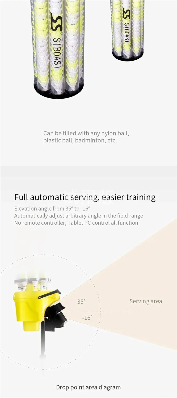 Siboasi Shuttlecock Shooter Badminton Feeder Machine Badminton Machines
