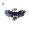 Hot selling black feather owl flying bird open wings for home decoration
