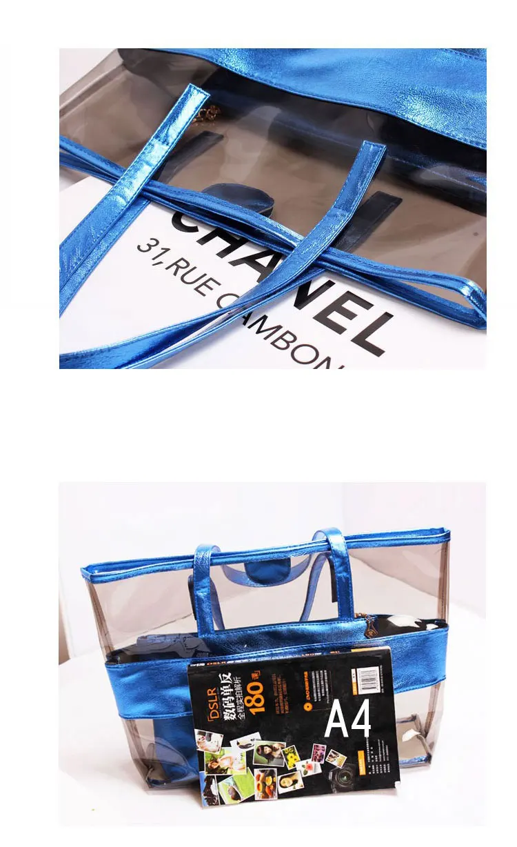 Clear PVC Wallets And Handbag Set Tote Purse Bag PVC Handbags