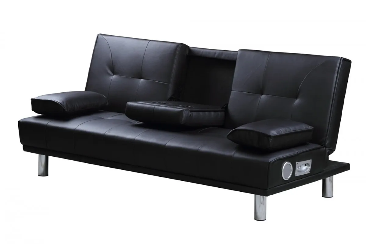 Cheap leather sofa bed with coffee table and cup holder