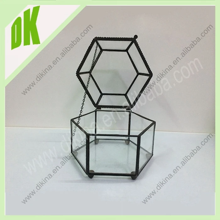 Small Fishbowl // Glass Candy Jar With Lid // Flat Bottom Geometric